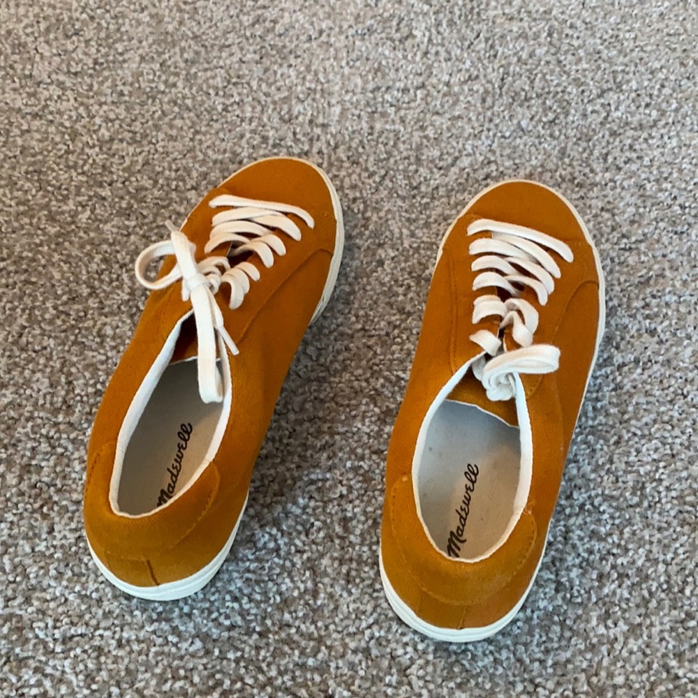 Madewell orange canvas low top sneakers